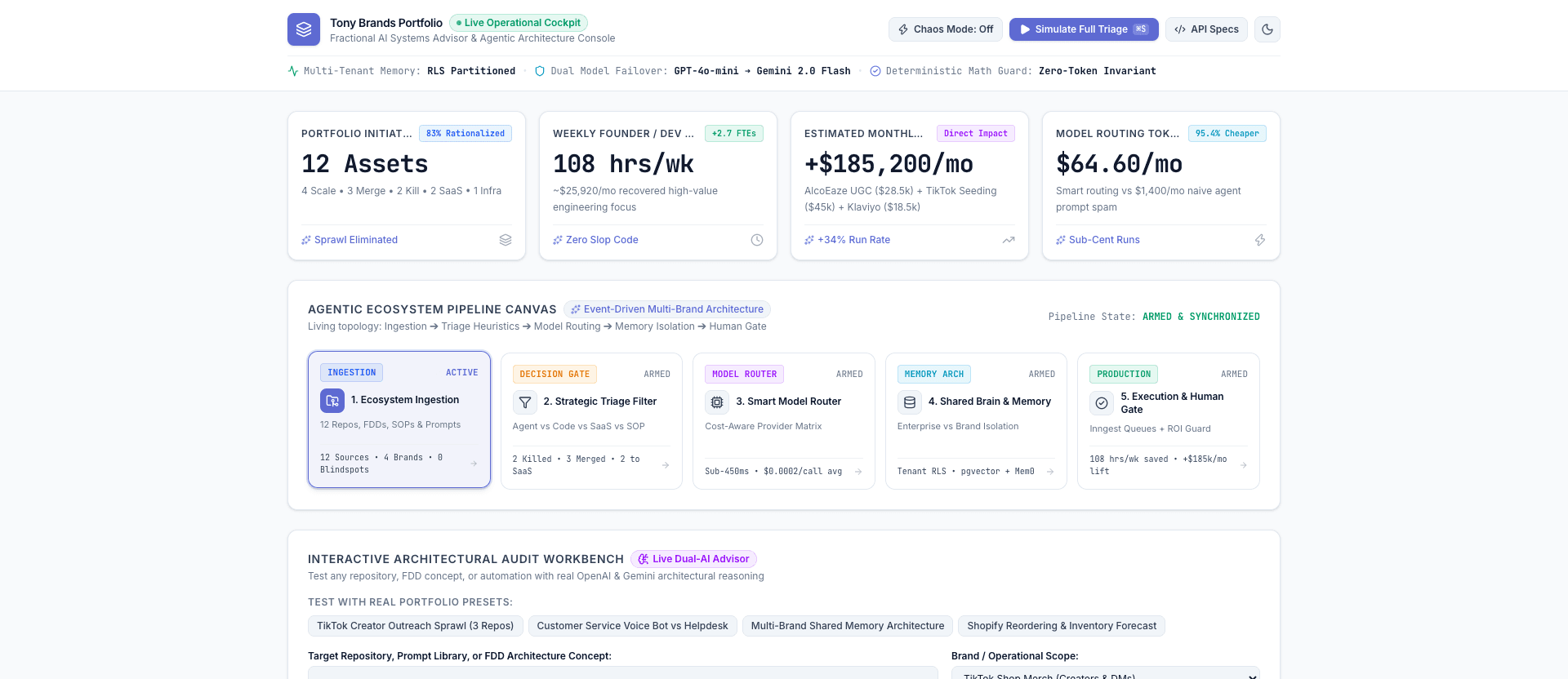 AI Systems Cockpit - Fractional Systems Advisor & Cost Router