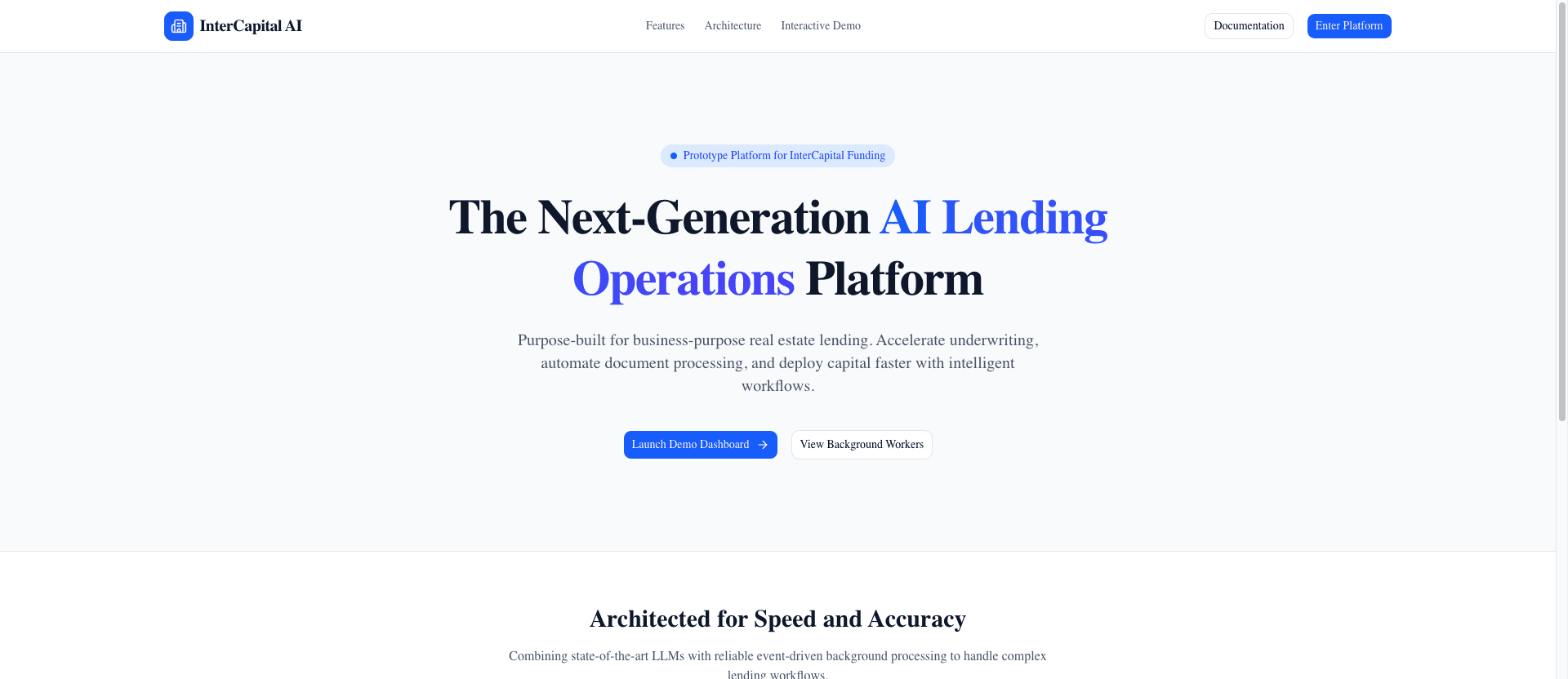 InterCapital Funding - AI Commercial Lending Platform