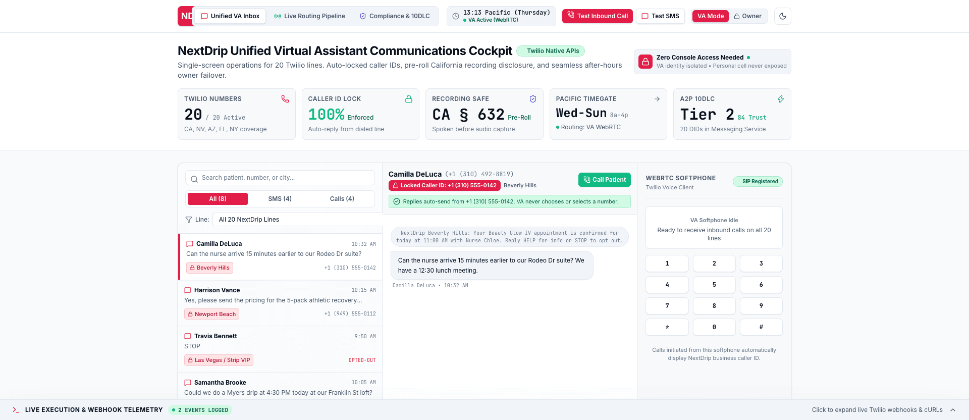 NextDrip VA Phone - Healthcare IVR & Concierge Telephony