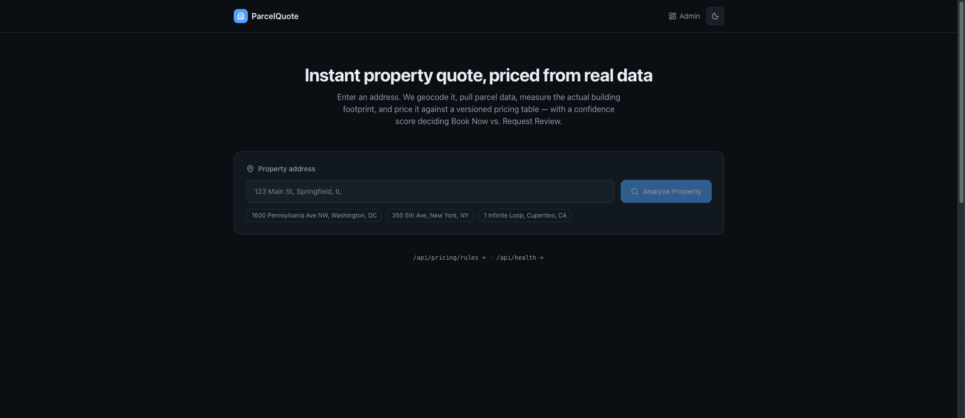 ParcelQuote - Instant Property Quoting Platform